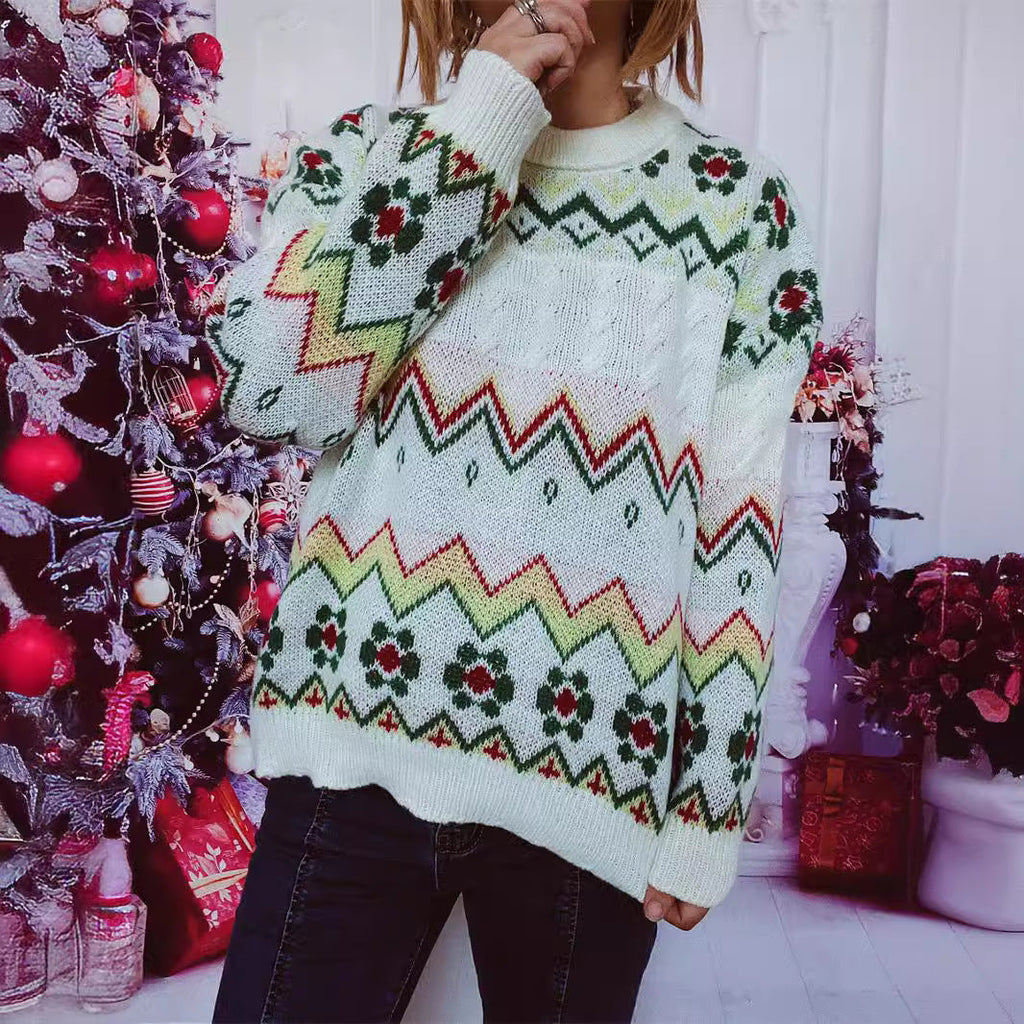 Women's Festive Nordic Pattern Knit Sweater
