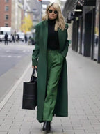Elegant Women's Double-Breasted Coat with Deep Pockets