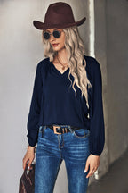 Women's Blouse with Elegant Ruffles and V-Neck
