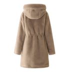 Women's Elegant and Warm Parka with Detachable Faux Fur Collar and Practical Lacing Details
