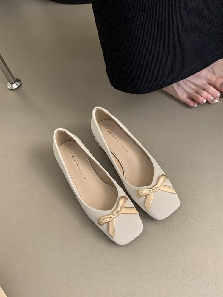 Women's Ballet Flats with Decorative Bow Accent and Comfortable Insole