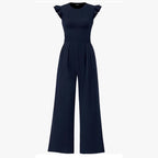 Elegant Women's Jumpsuit with Puff Sleeves and Wide Leg