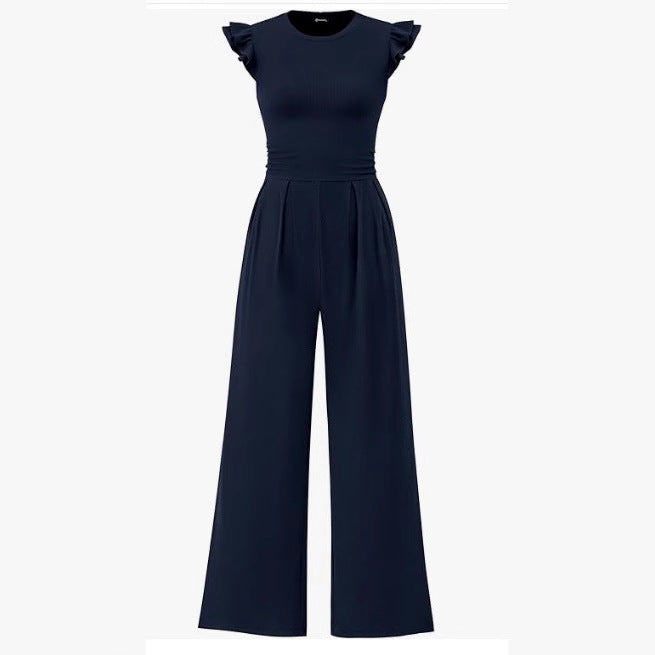 Elegant Women's Jumpsuit with Puff Sleeves and Wide Leg