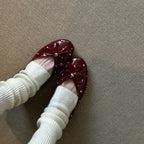 Women's Ballet Flats with Bow Accent and Sparkling Beads