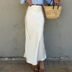 Elegant Satin Skirt with Slim Cut and Slit