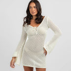 Women's Airy Crochet Maxi Coat