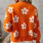Women's Fluffy Cardigan with Floral Pattern