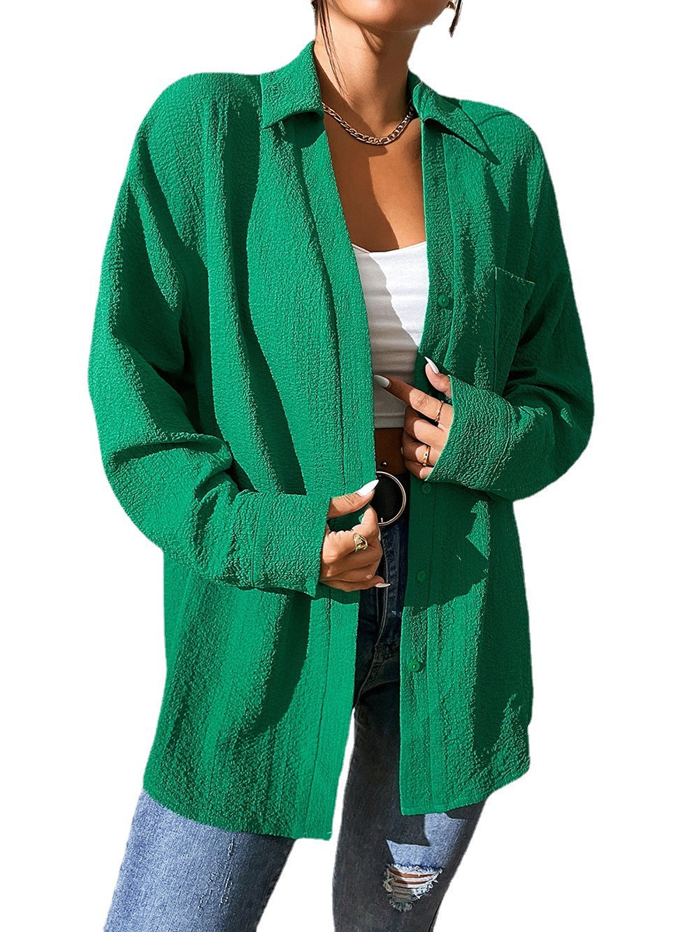 Women's Lightweight Casual Shirt with Textured Fabric