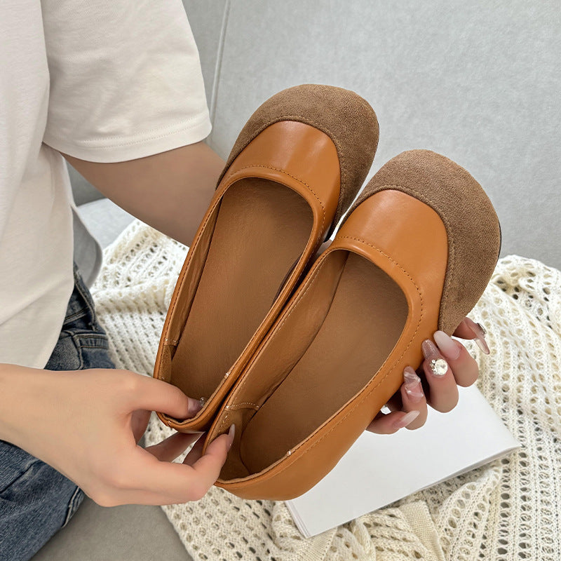 Women's Suede Ballet Flats with Non-Slip Sole