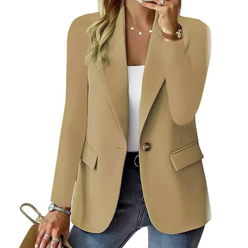 Women's Elegant Blazer with Classic Cut and Pockets
