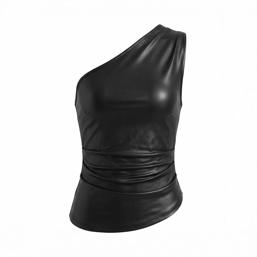 Women's Asymmetrical Faux Leather Top