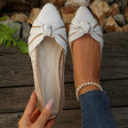 Women's Ballet Flats with Elegant Bow Design and Breathable Surface Structure