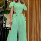 Elegant Wide-Leg Jumpsuit with Cut-Out Design