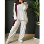 Casual Women's Knit Set with Wide Cut