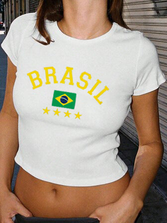 Women's Crop T-Shirt with 'MEXICO' Graphic
