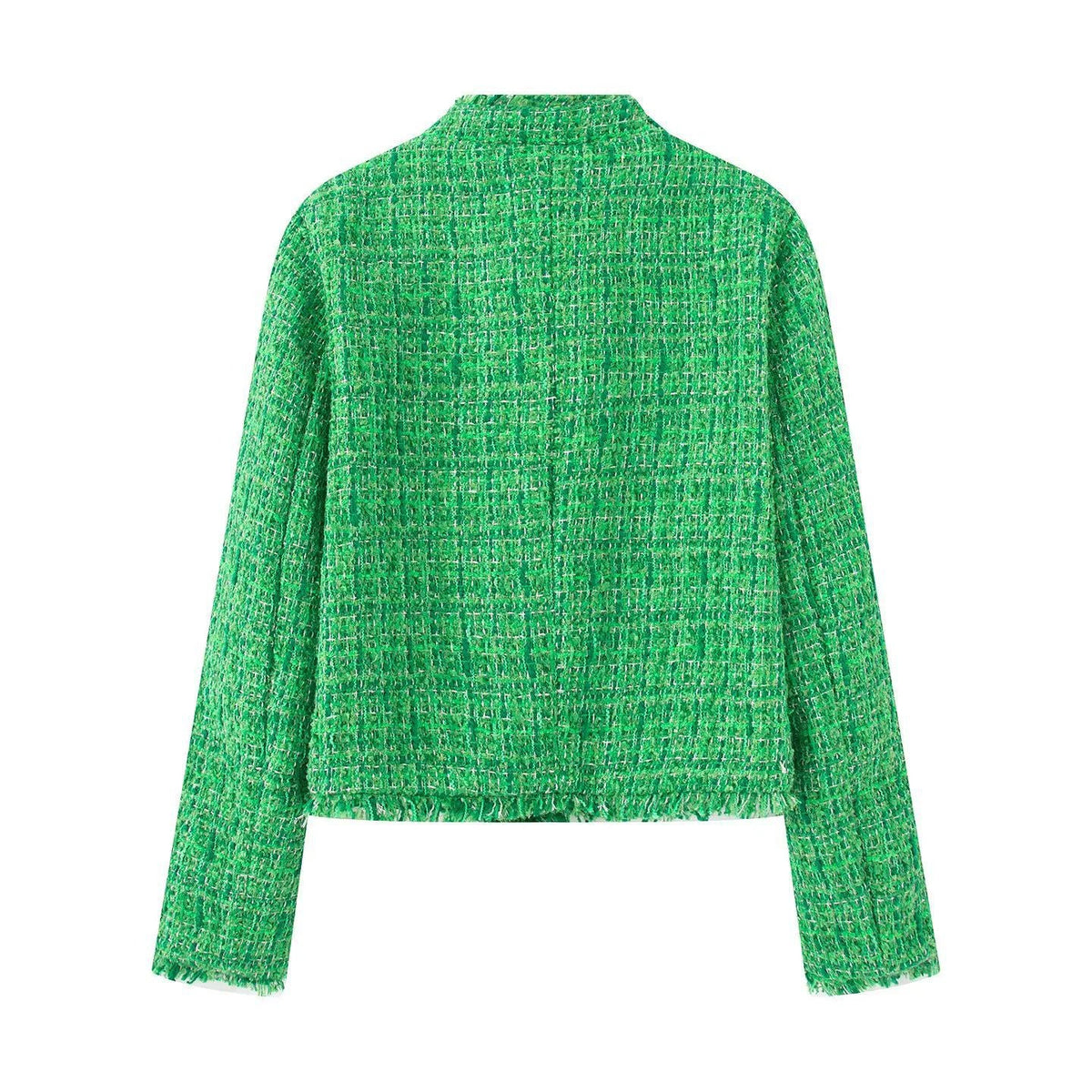 Women's Elegant Textured Short Jacket with Gold Buttons