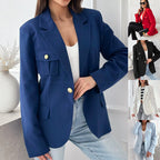 Women's Elegant Blazer with Pockets and Gold Buttons