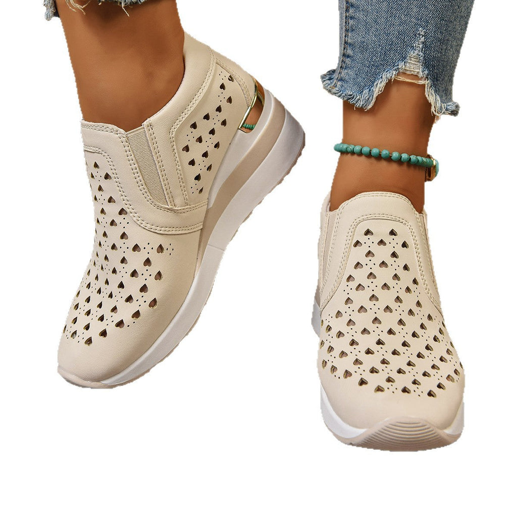 Women's Breathable Slip-On Sneakers with Comfort and Decorative Perforation