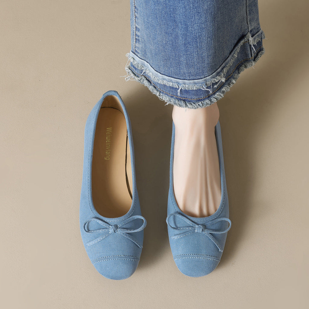 Women's Ballet Flats with Elegant Bow and Soft Lining