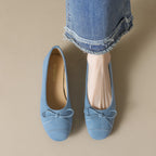 Women's Ballet Flats with Elegant Bow and Soft Lining