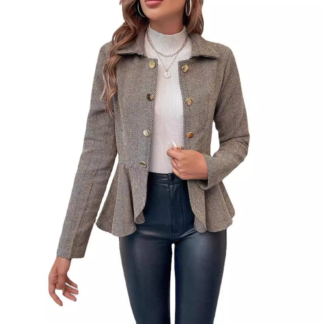 Women's Tailored Blazer with Asymmetric Hem and Button Details
