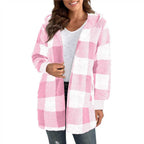 Women's Long Plaid Coat in Soft Material