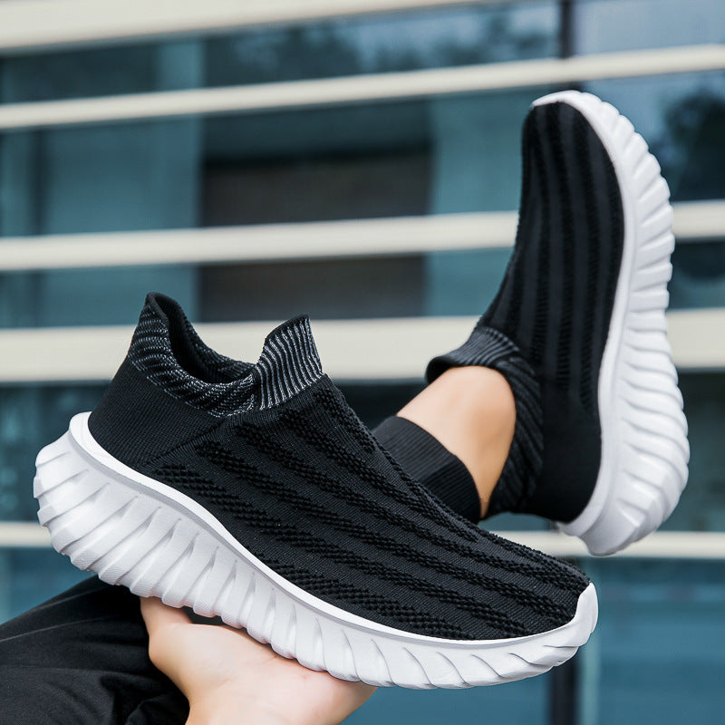 Women's Breathable Slip-On Sneakers with Elastic Shaft and Cushioning Sole