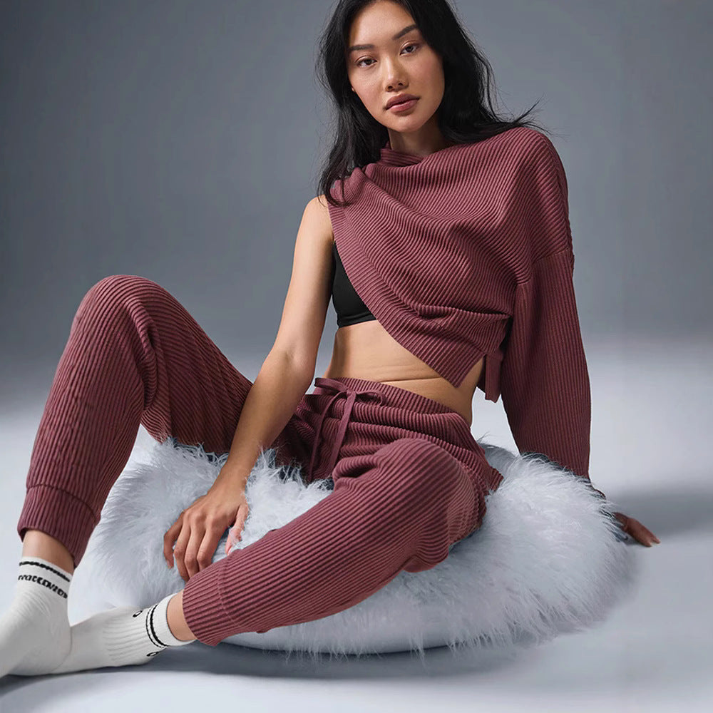 Women's Relaxed Crop Sweatshirt and Jogger Set