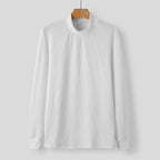 Women's Elegant Long-Sleeve Shirt with Textured Fabric and High Collar
