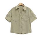 Women's Short Sleeve Shirt with Patch Pockets and Modern Cut