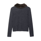 Women's Elegant Cardigan with Detachable Collar