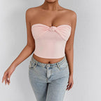 Women's Bandeau Crop Top with Knot Design
