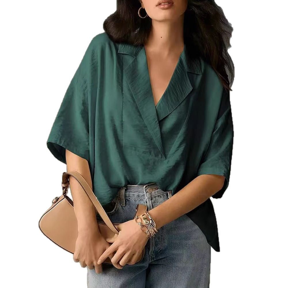 Women's Airy Short-Sleeve Blouse in Modern Oversized Cut