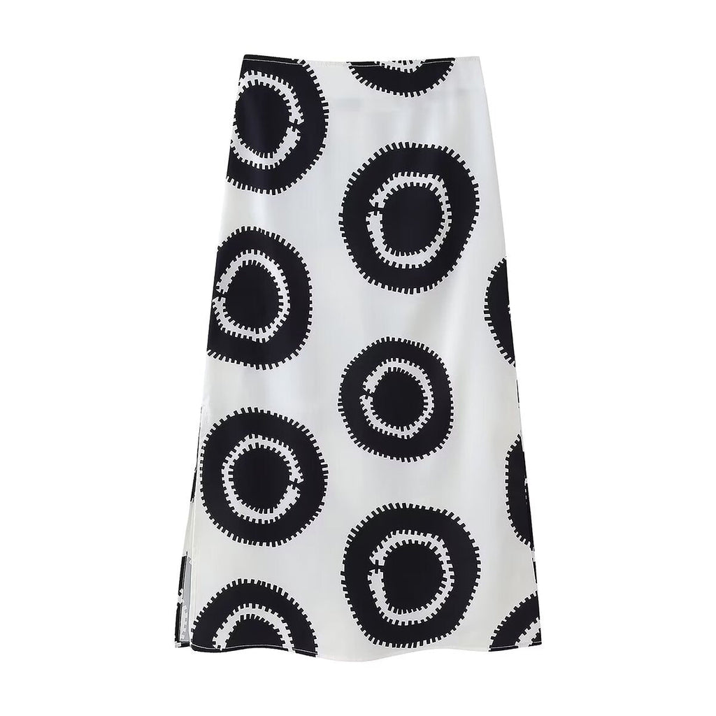 Women's Maxi Skirt with Graphic Pattern and Side Slit