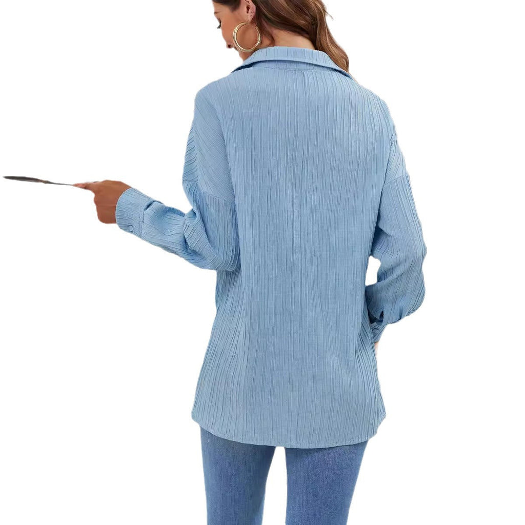 Casual Women's Textured Shirt Blouse