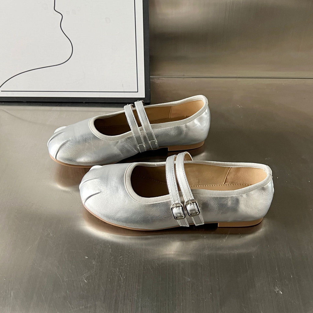 Women's Ballet Flats with Elegant Double Strap and Soft Insole