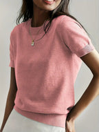 Women's Short-Sleeve Fine Knit Sweater