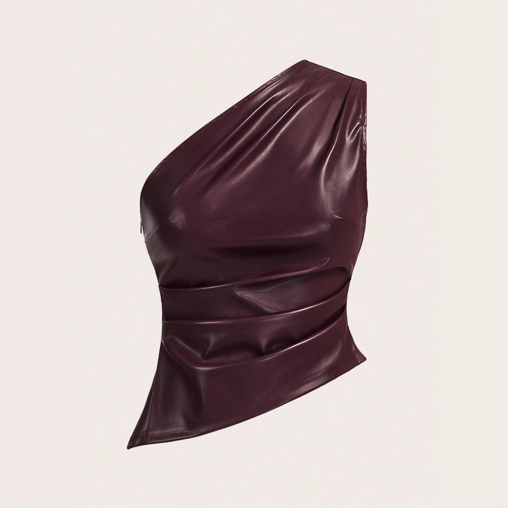 Women's Asymmetrical Faux Leather Top