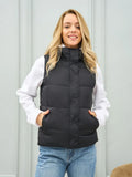 Elegant Quilted Vest with High Collar and Pockets