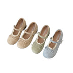 Women's ballet flats with elegant ruffled edge and practical strap