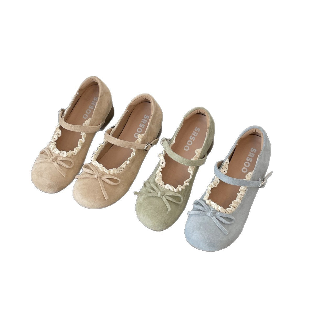 Women's ballet flats with elegant ruffled edge and practical strap