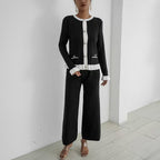 Elegant Knit Loungewear Set with Decorative Details