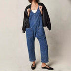 Women's Casual Denim Jumpsuit with Large Pockets