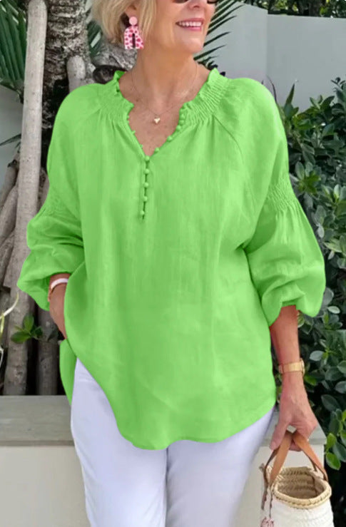 Casual Blouse with Balloon Sleeves