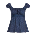 Women's Airy Polka Dot Blouse with Chic Ruffle Collar