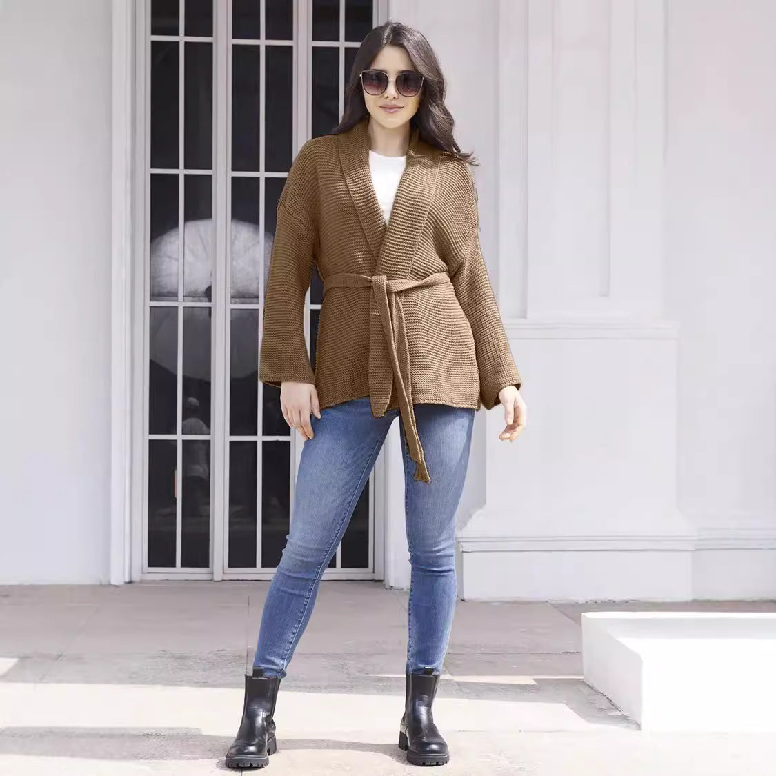 Elegant Knit Cardigan with Belt