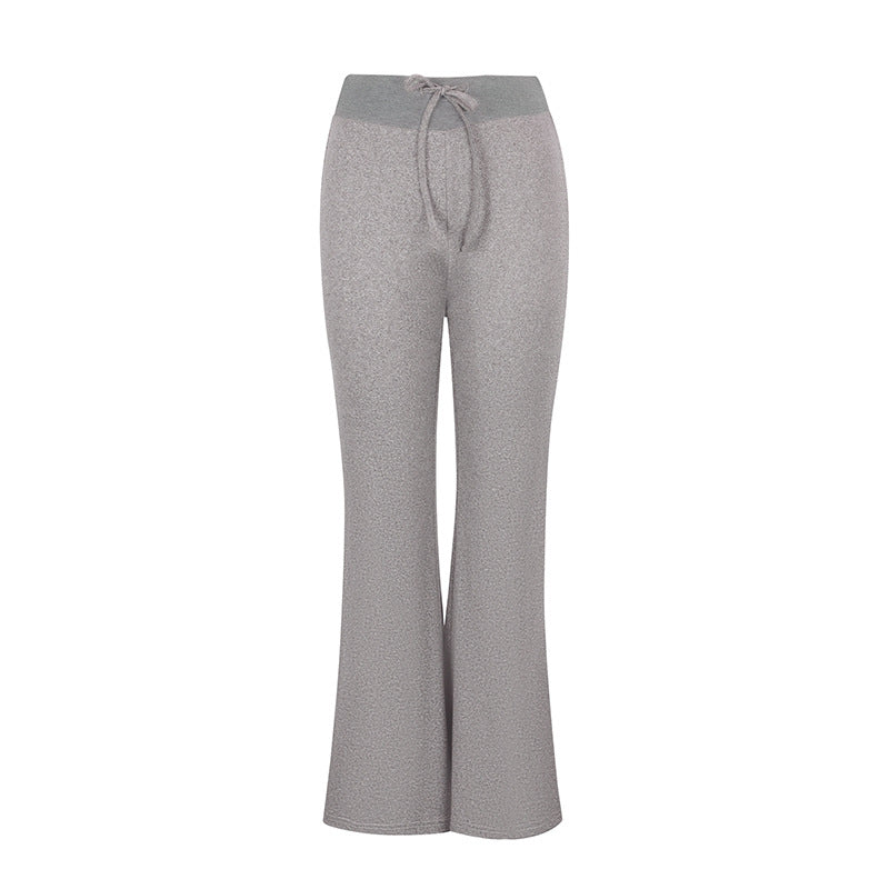 Women's High-Waisted Flared Lounge Pants with Elastic Drawstring
