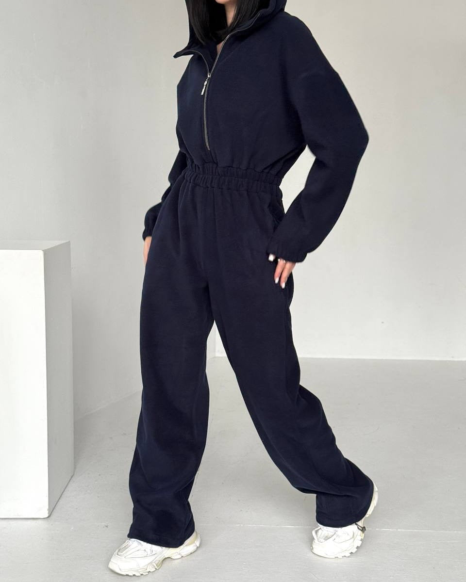 Women's Fleece Jogging Suit with Half Zipper