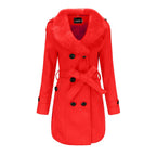 Women's Elegant Transitional Coat with Detachable Faux Fur Collar
