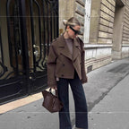 Elegant Wool Jacket with Double-Breasted Button Front